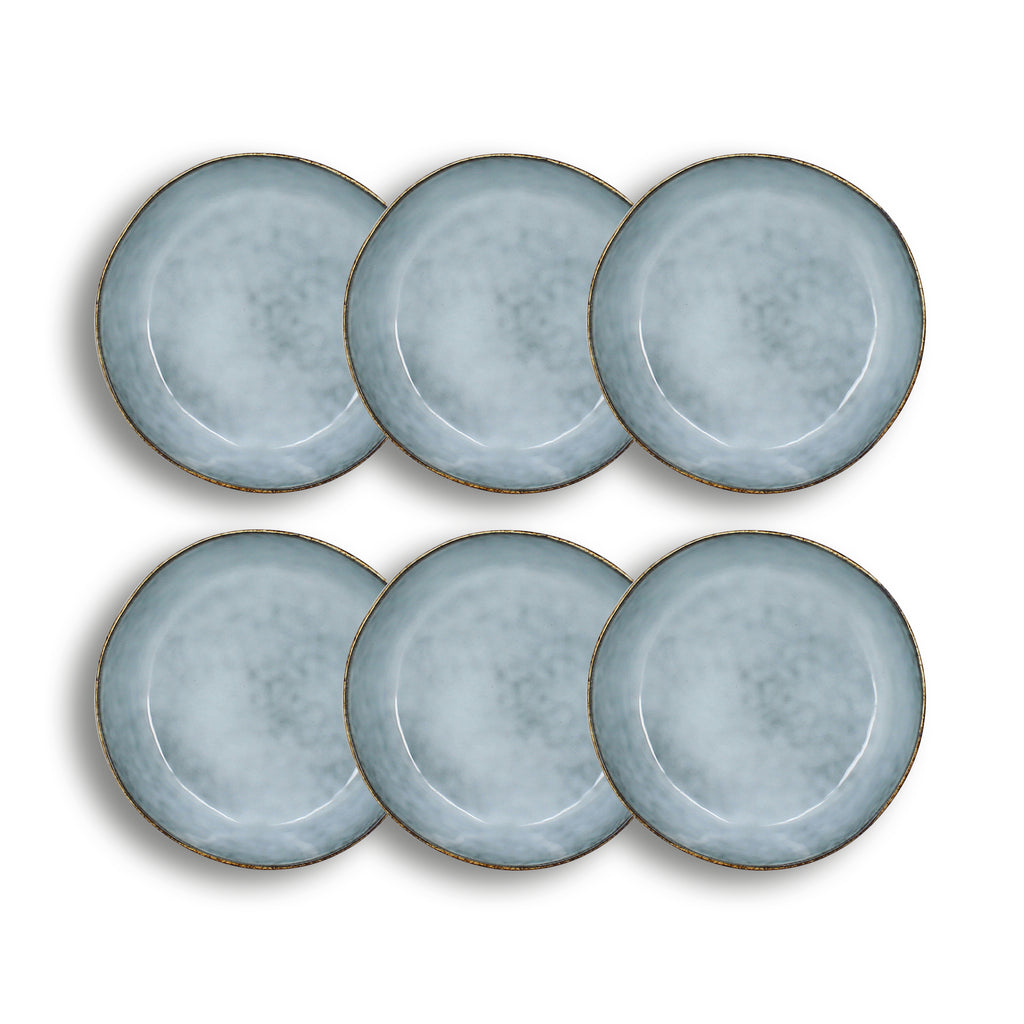 Assiette Coupe NAKURU 22,5 Cm En Grès - Couleur Gris Et Beige - Compatible Lave-vaisselle Et Micro-ondes - 9
