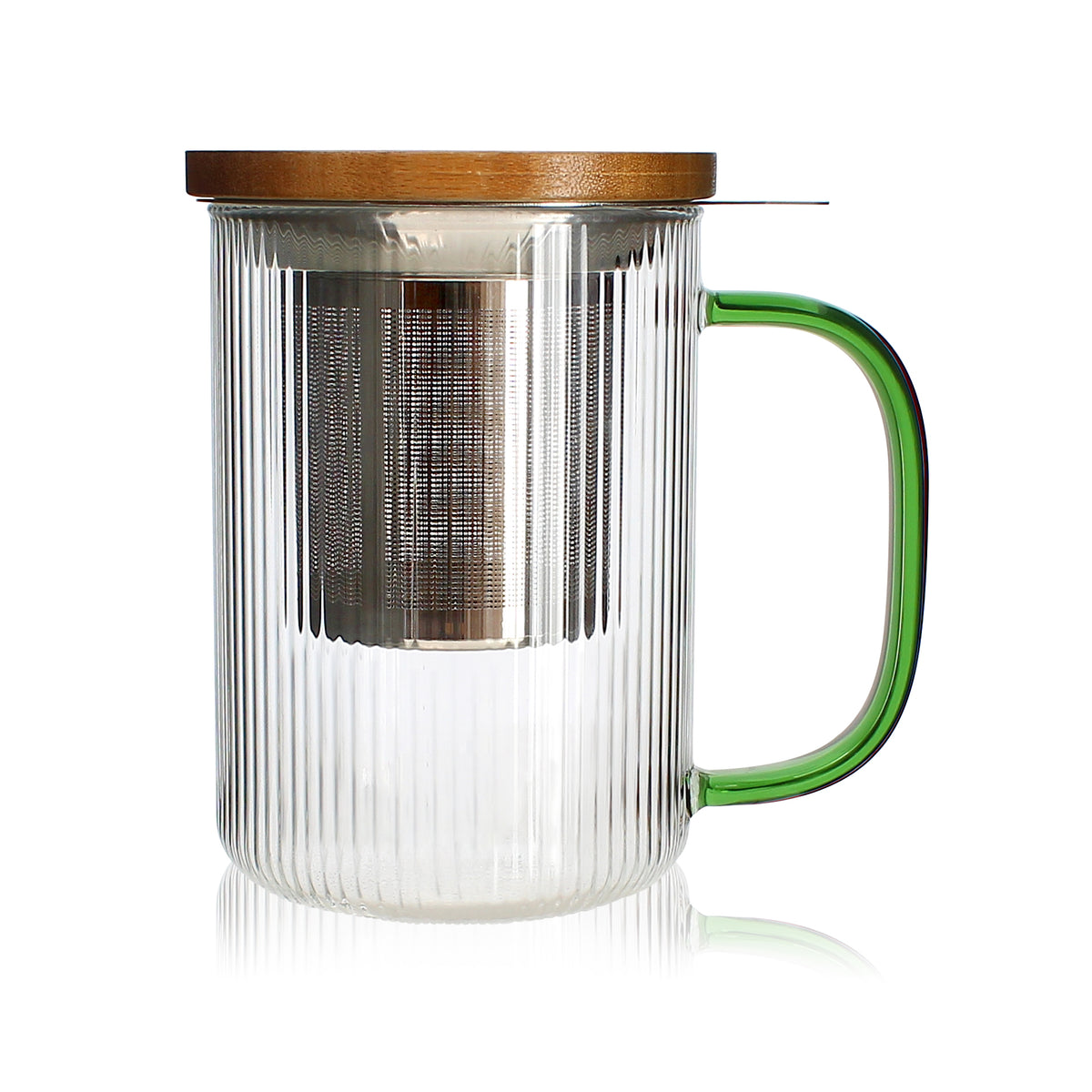 Tisanière En Verre Karl 300ml - Infuseur Borosilicate Avec Couvercle Bois D'acacia - Idéale Pour Thés Et Infusions