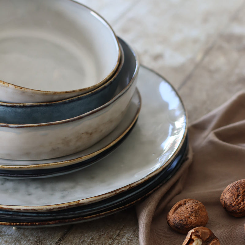 Assiettes plates, assiettes à dessert et coupelles BORAL en grès