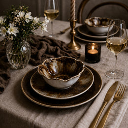 Assiette plate en porcelaine marron SATURNE 27cm